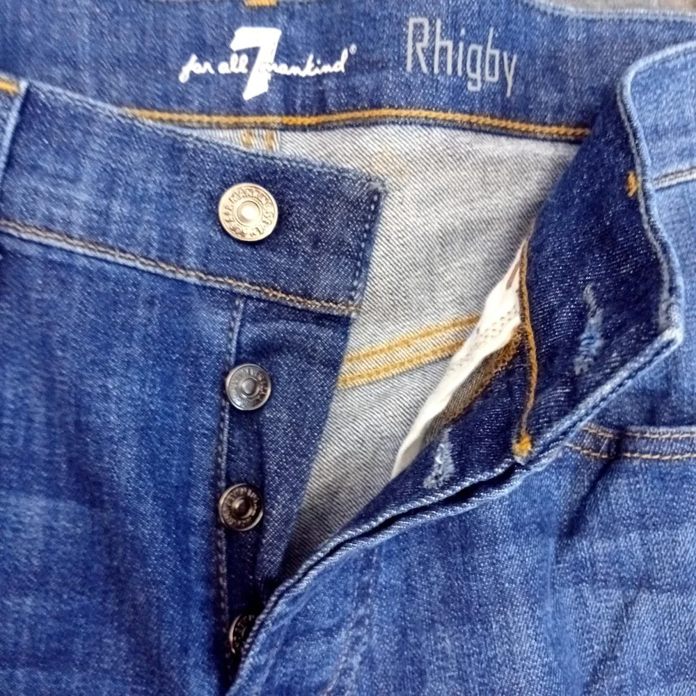 7 For All Mankind Jeans Mens 32 Blue‎ Rhigby Stretch Straight Leg Button Fly